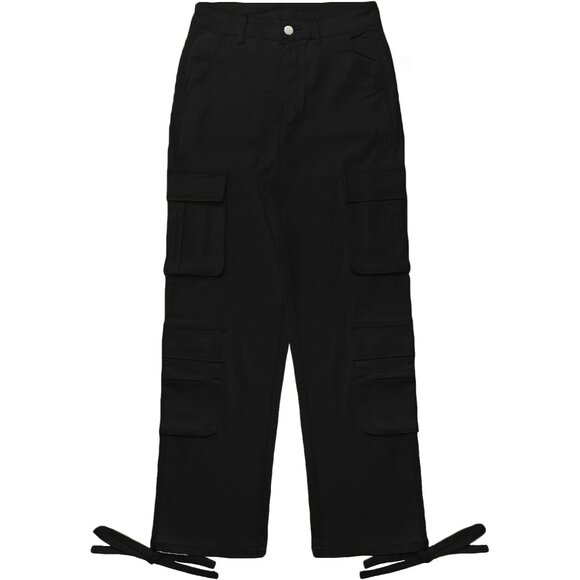 Women Cargo Jeans Cotton Large Utility Pocket Wide Leg Casual Streetwear - Picture 6 of 7